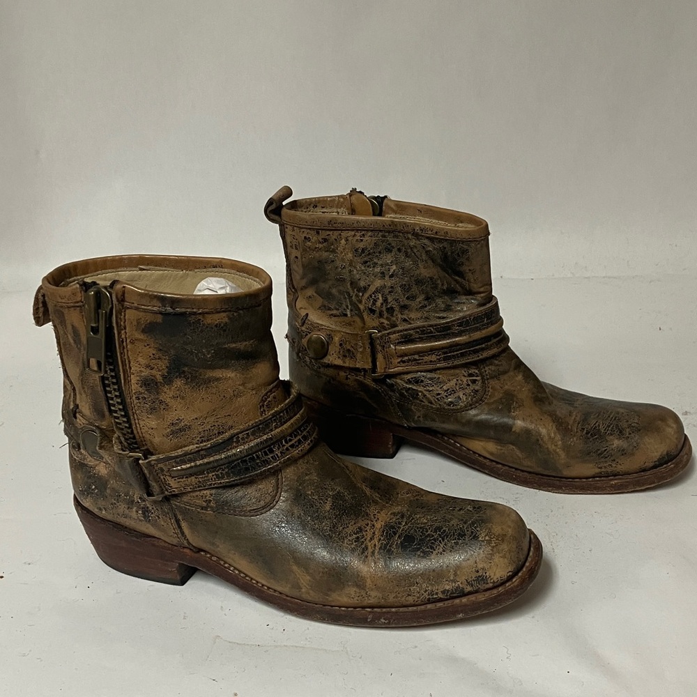 Bed Stu Brown Distressed Ankle Boots